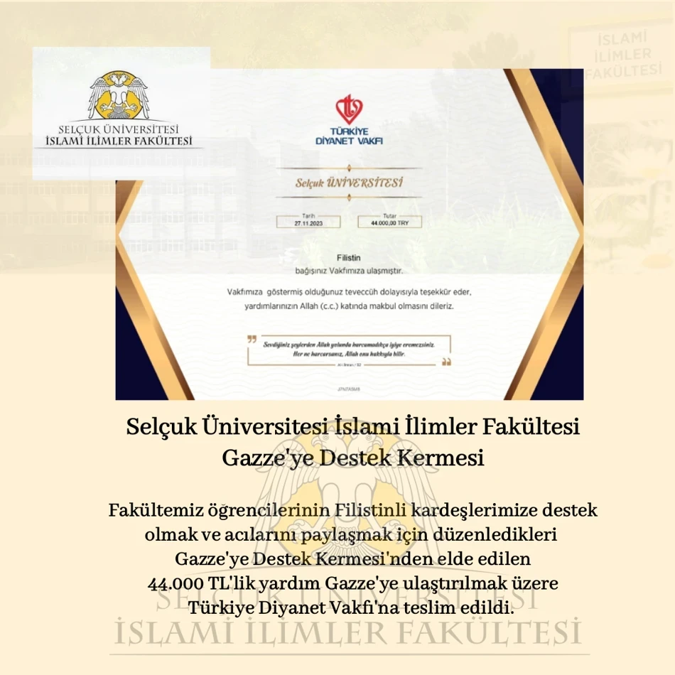 Gazze'ye Destek Kermesinden Elde Edilen Gelir Bağışlandı